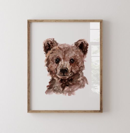 Baby Bear Cub Portrait Watercolor Art Print - Art Prints - Moon Rock Prints