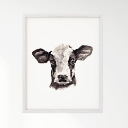 Baby Cow Portrait Farm Animal Watercolor Art Print - Art Prints - Moon Rock Prints