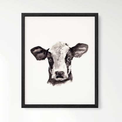 Baby Cow Portrait Farm Animal Watercolor Art Print - Art Prints - Moon Rock Prints