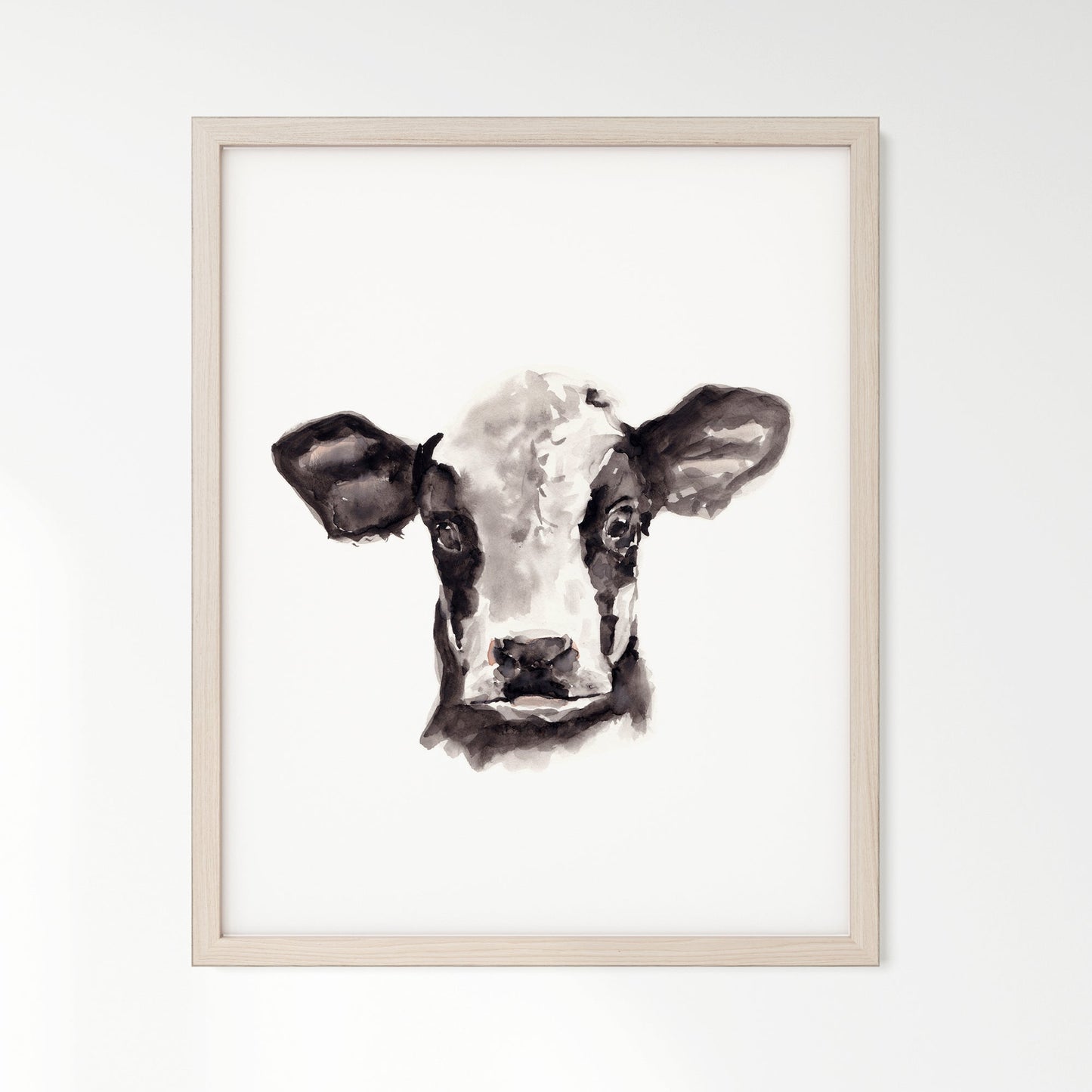 Baby Cow Portrait Farm Animal Watercolor Art Print - Art Prints - Moon Rock Prints