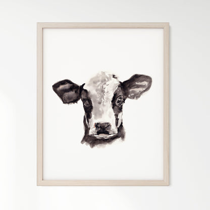 Baby Cow Portrait Farm Animal Watercolor Art Print - Art Prints - Moon Rock Prints