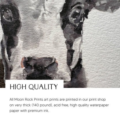 Baby Cow Portrait Farm Animal Watercolor Art Print - Art Prints - Moon Rock Prints