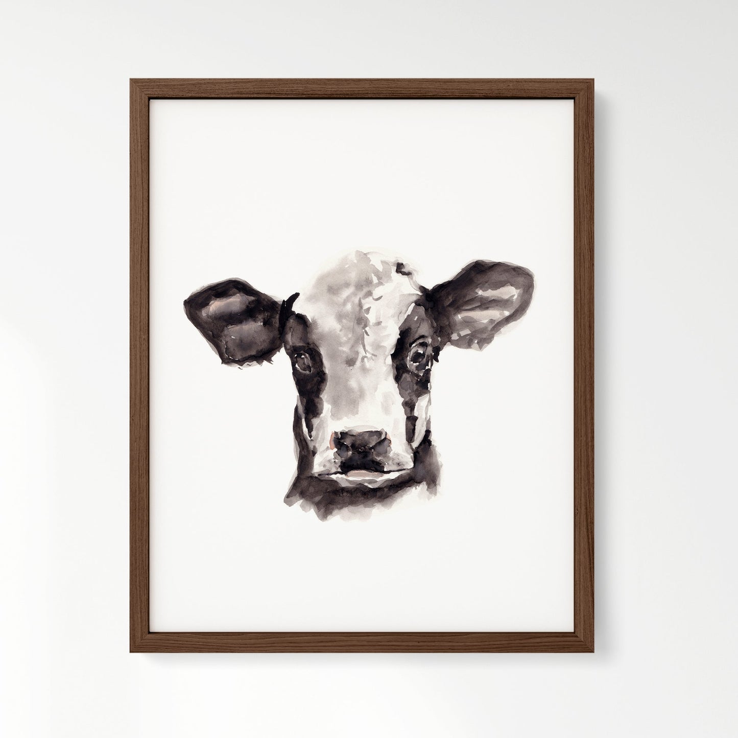 Baby Cow Portrait Farm Animal Watercolor Art Print - Art Prints - Moon Rock Prints
