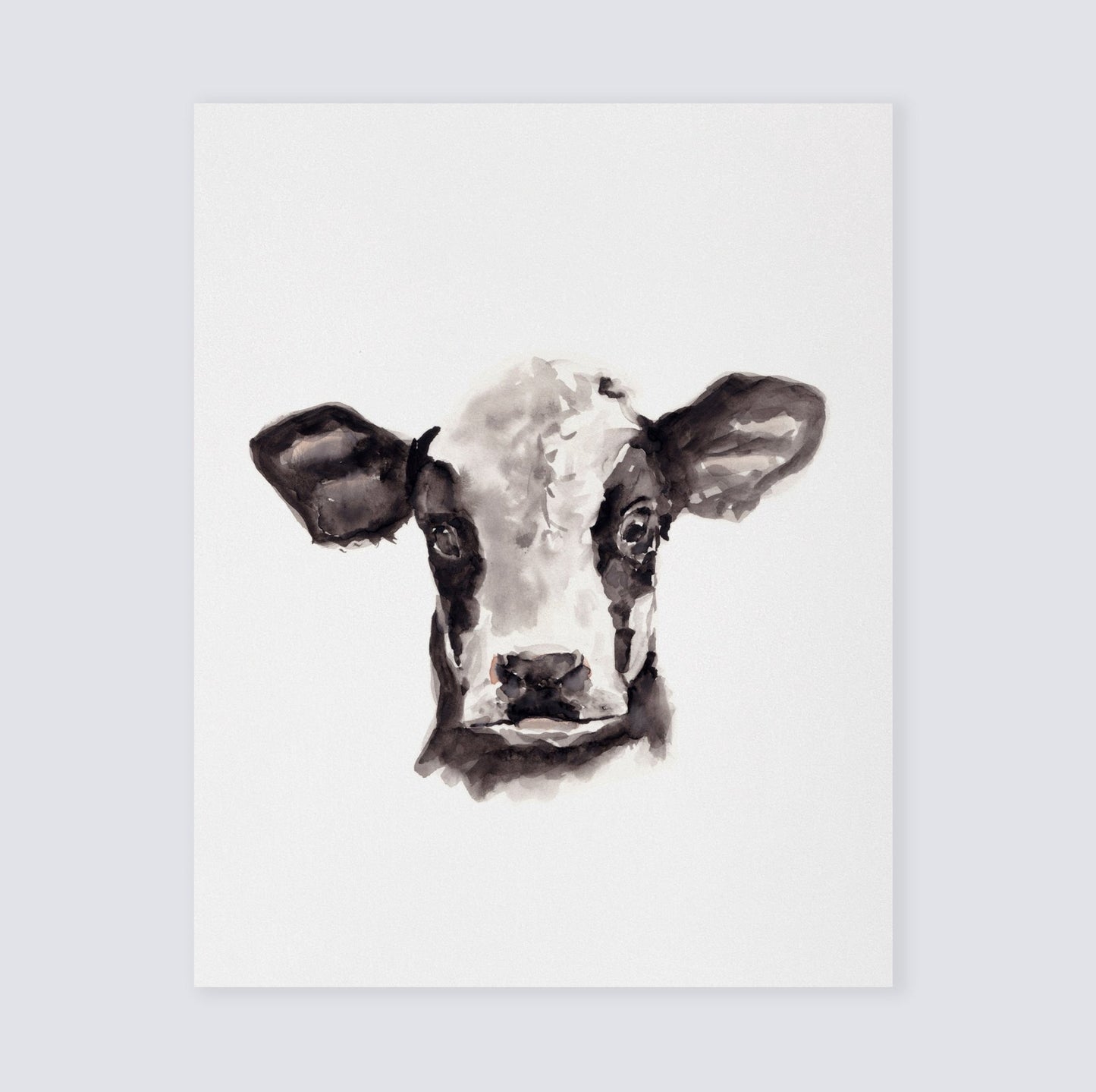 Baby Cow Portrait Farm Animal Watercolor Art Print - Art Prints - Moon Rock Prints