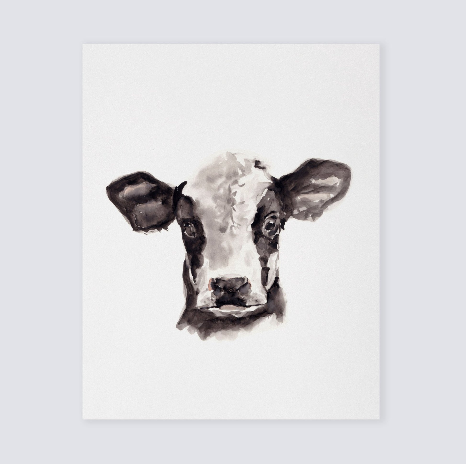 Baby Cow Portrait Farm Animal Watercolor Art Print - Art Prints - Moon Rock Prints