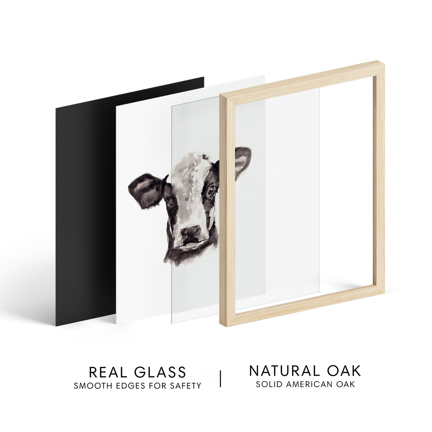 Baby Cow Portrait Farm Animal Watercolor Art Print - Art Prints - Moon Rock Prints