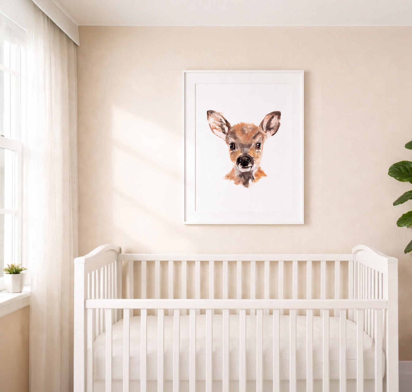 Baby Deer Fawn Portrait Watercolor Art Print - Art Prints - Moon Rock Prints