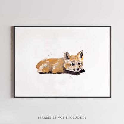 Baby Fox Kit Woodland Animal Watercolor Art Print - Art Prints - Moon Rock Prints