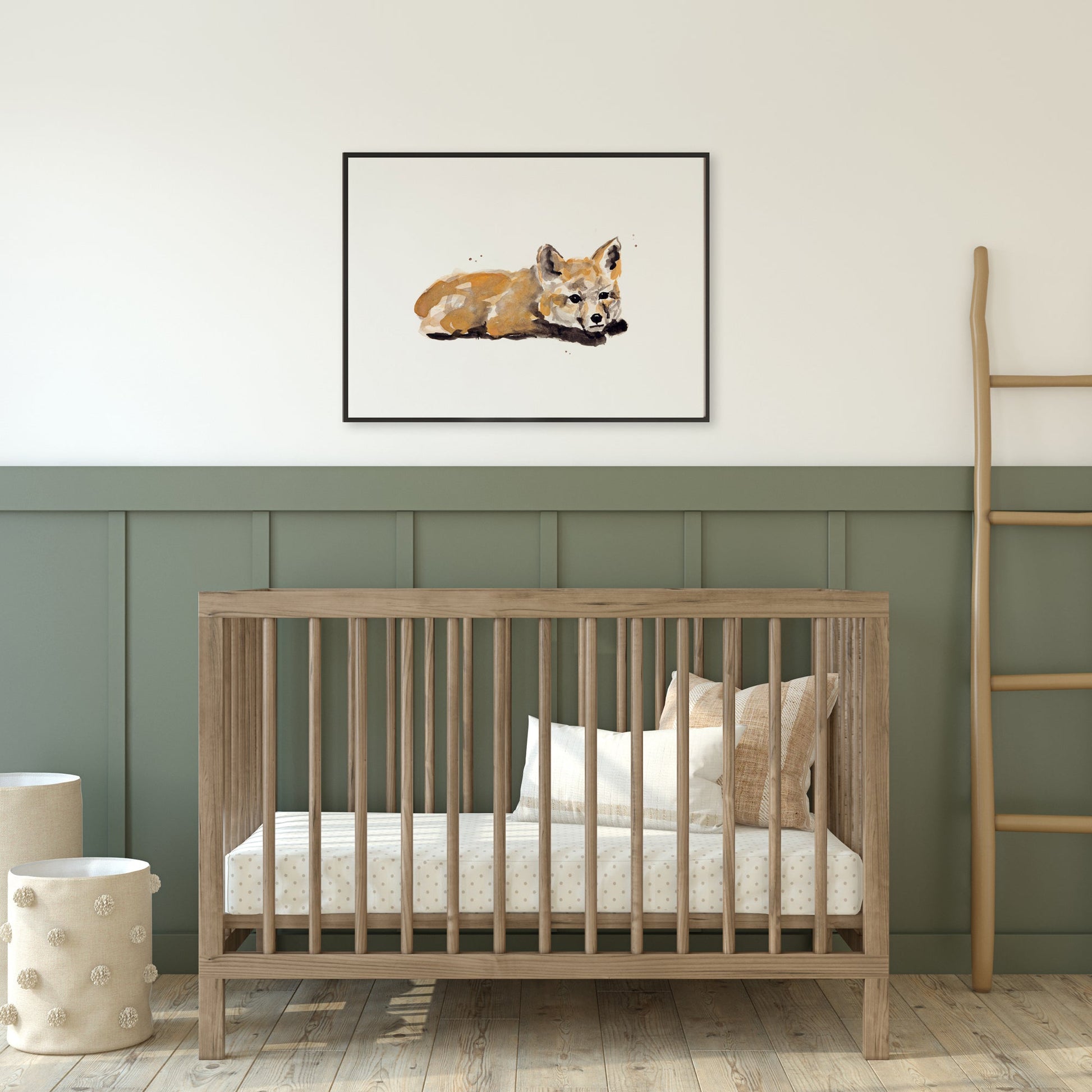 Baby Fox Kit Woodland Animal Watercolor Art Print - Art Prints - Moon Rock Prints