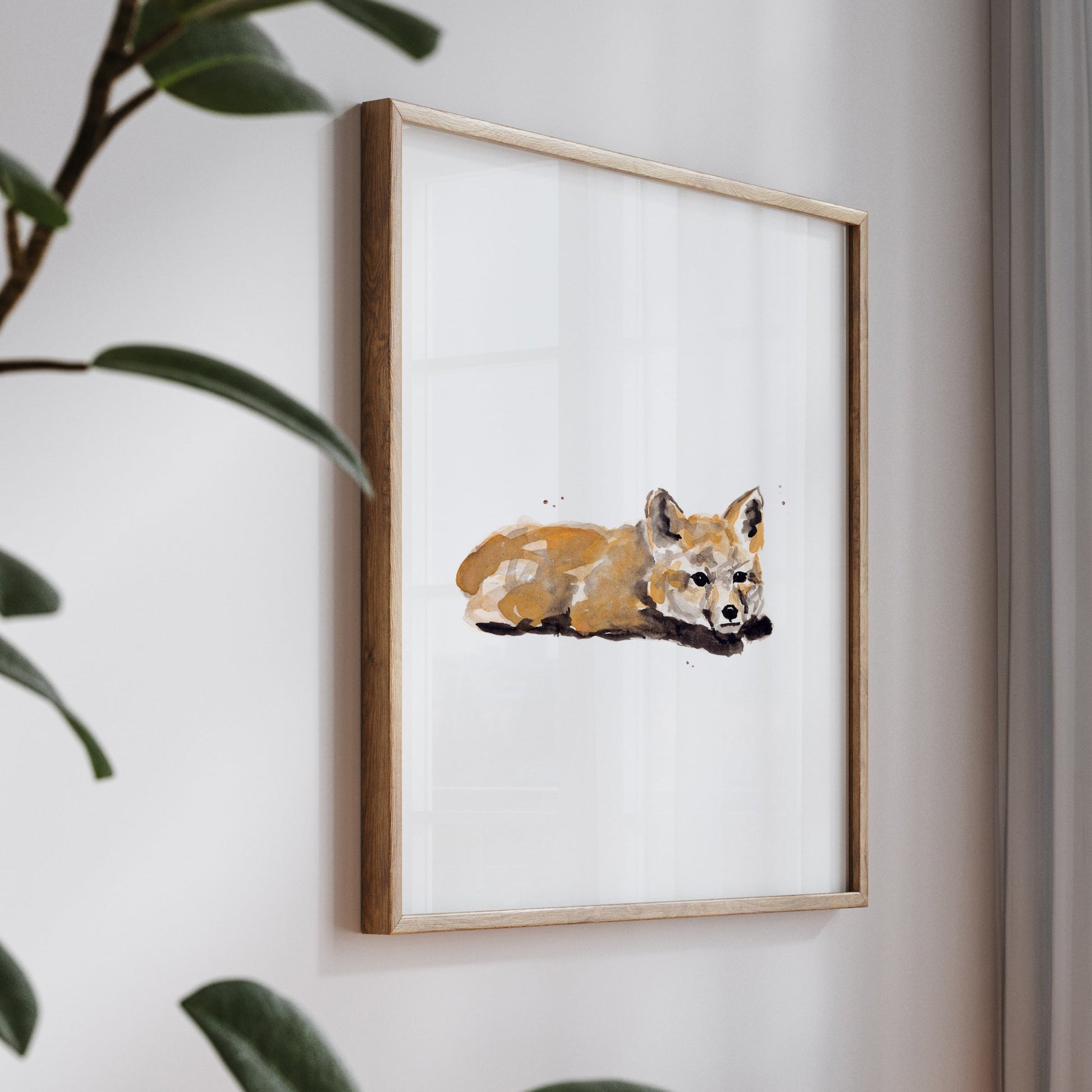 Baby Fox Kit Woodland Animal Watercolor Art Print - Art Prints - Moon Rock Prints