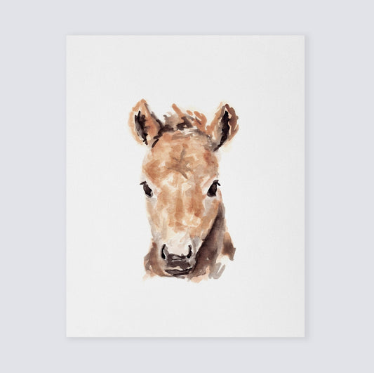 Baby Horse Portrait Farm Animal Watercolor Art Print - Art Prints - Moon Rock Prints
