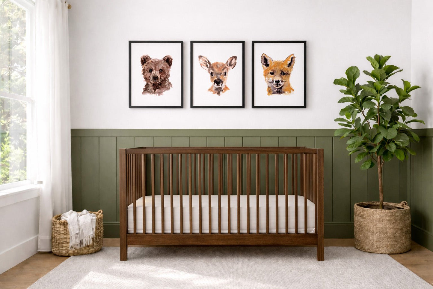 Baby Woodland Animal Portraits Watercolor Art Print Set of 3 - Art Prints - Moon Rock Prints