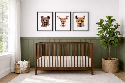 Baby Woodland Animal Portraits Watercolor Art Print Set of 3 - Art Prints - Moon Rock Prints