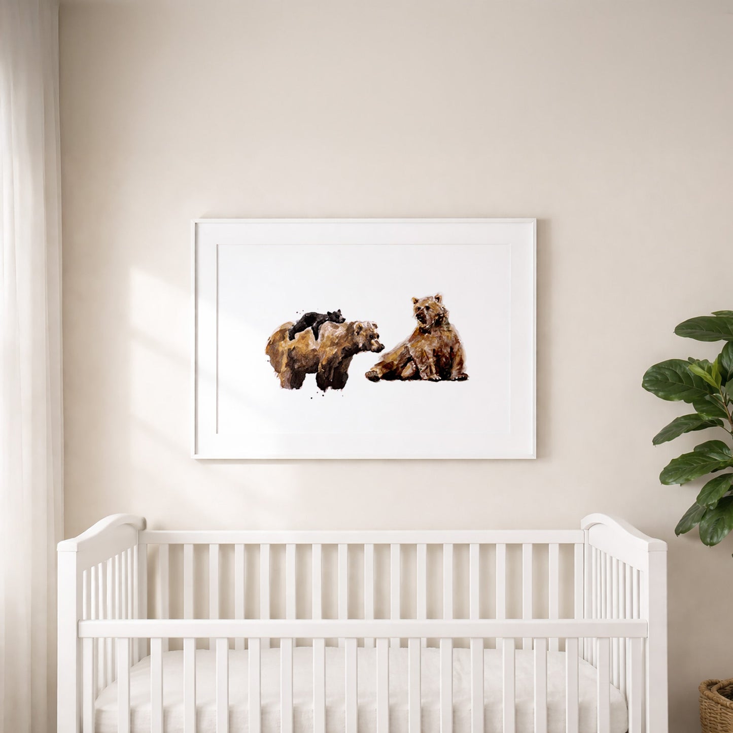 Bear Family of 3 Woodland Animal Watercolor Art Print - Art Prints - Moon Rock Prints