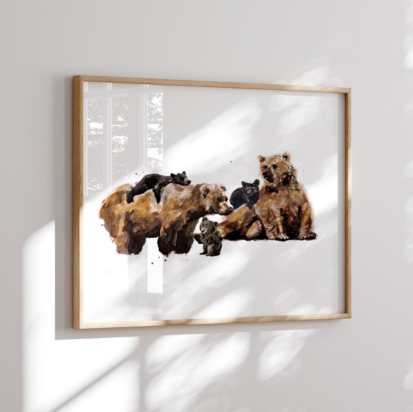 Bear Family of 5 Watercolor Art Print - Art Prints - Moon Rock Prints