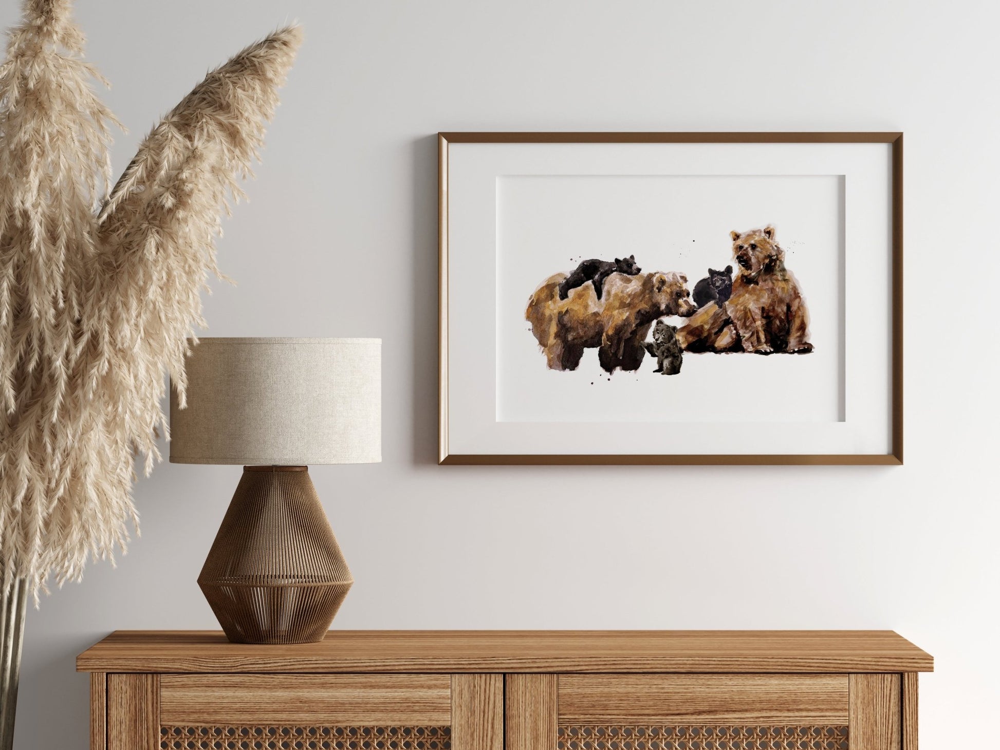 Bear Family of 5 Watercolor Art Print - Art Prints - Moon Rock Prints