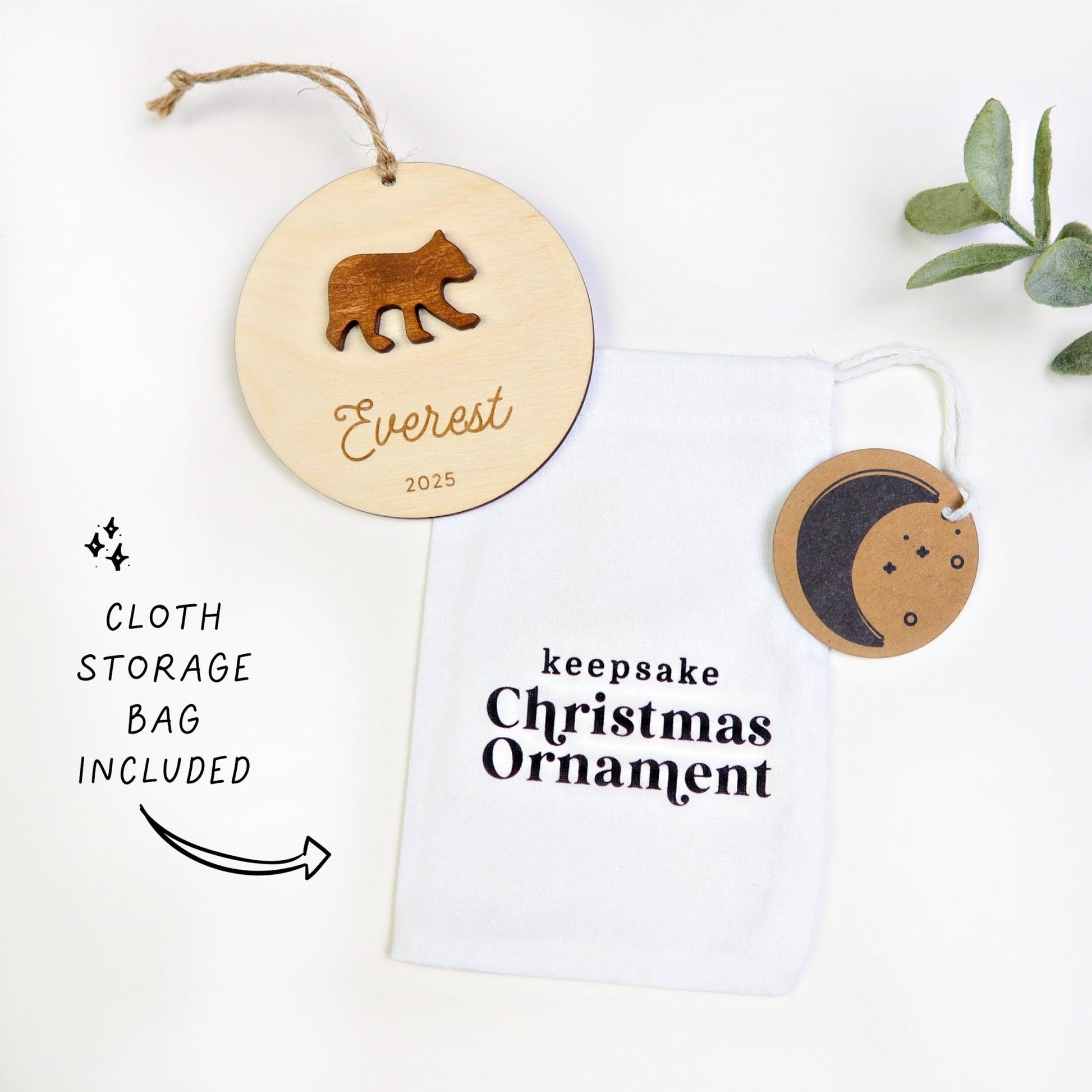 Bear Personalized Ornament - Holiday Ornaments - Moon Rock Prints