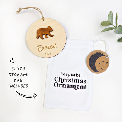 Bear Personalized Ornament - Holiday Ornaments - Moon Rock Prints