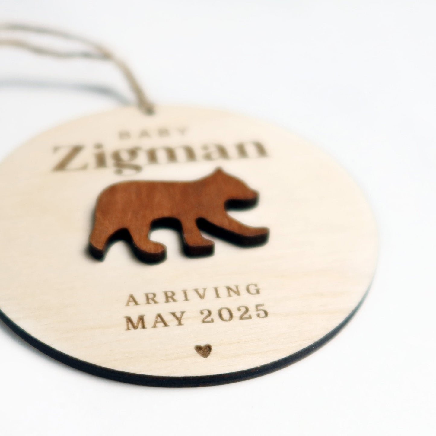 Bear Pregnancy Announcement Ornament - Holiday Ornaments - Moon Rock Prints