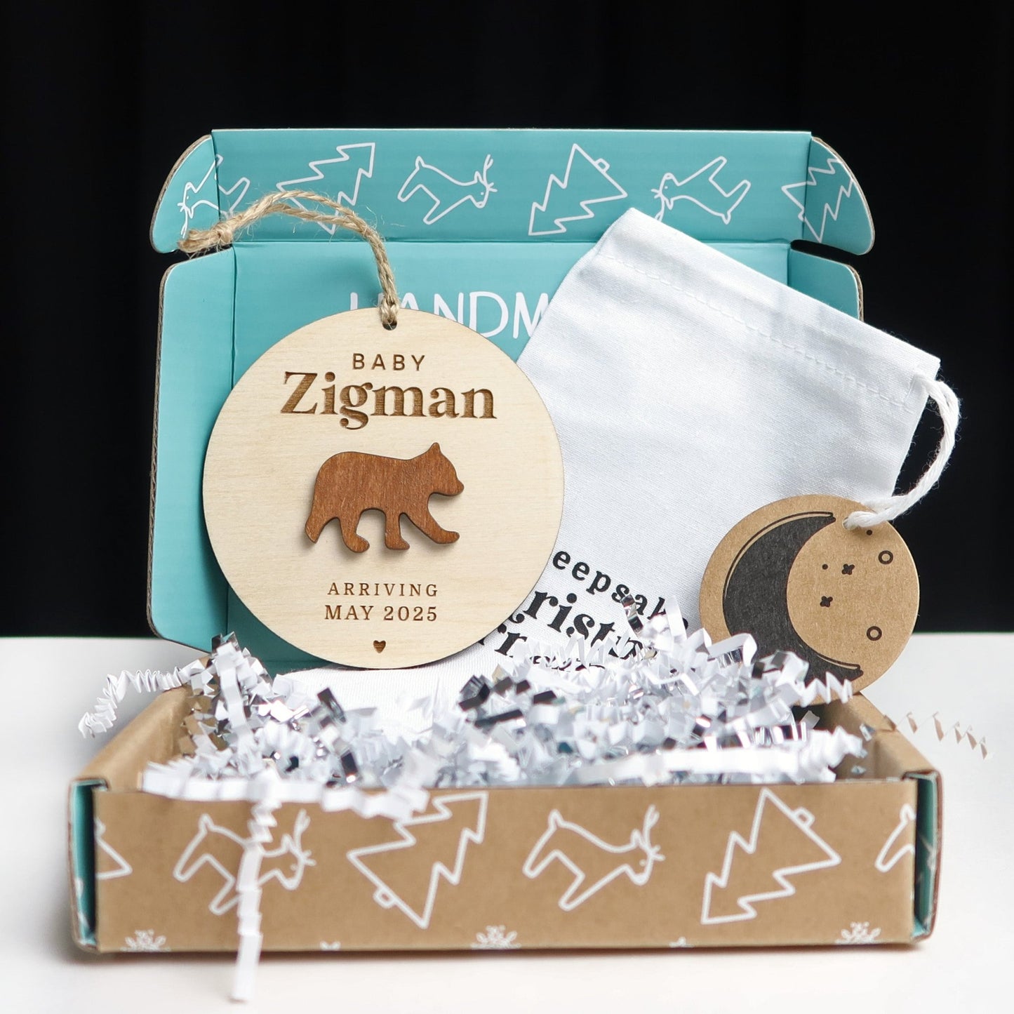 Bear Pregnancy Announcement Ornament - Holiday Ornaments - Moon Rock Prints