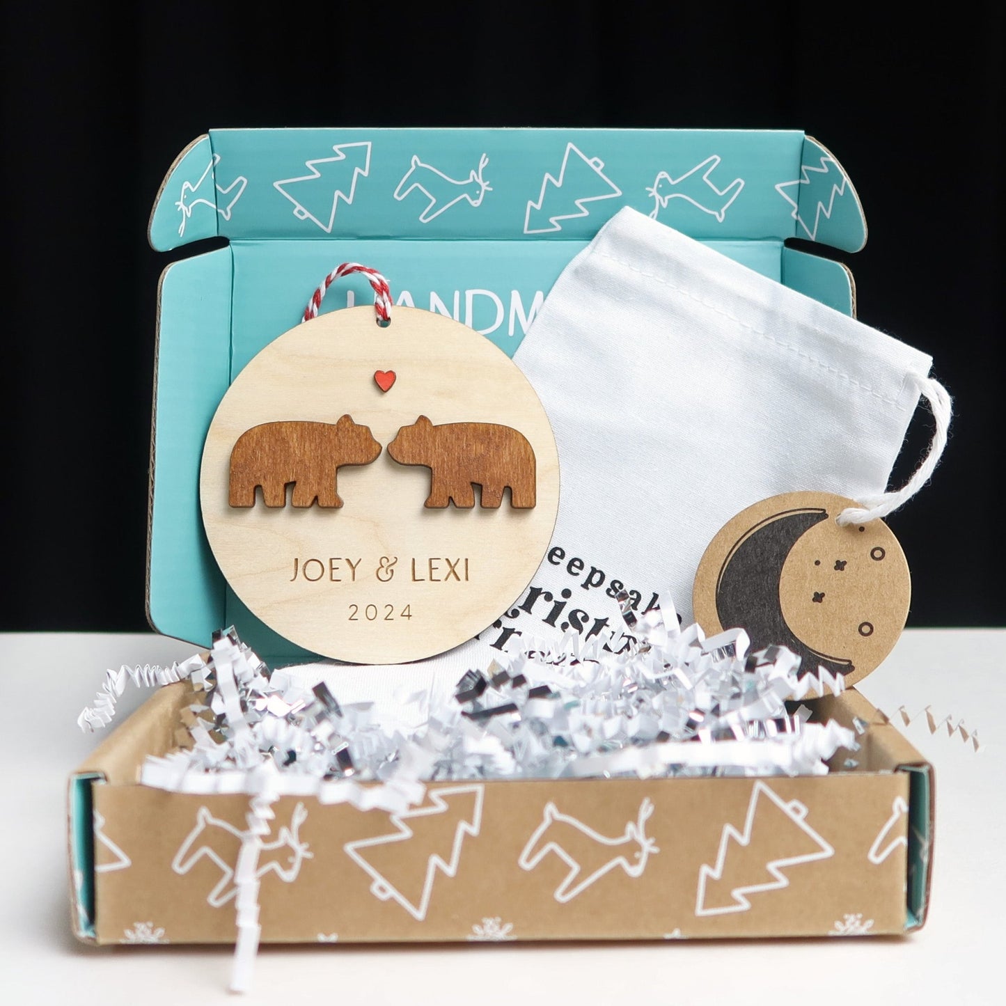 Bears Couple Personalized Ornament - Holiday Ornaments - Moon Rock Prints