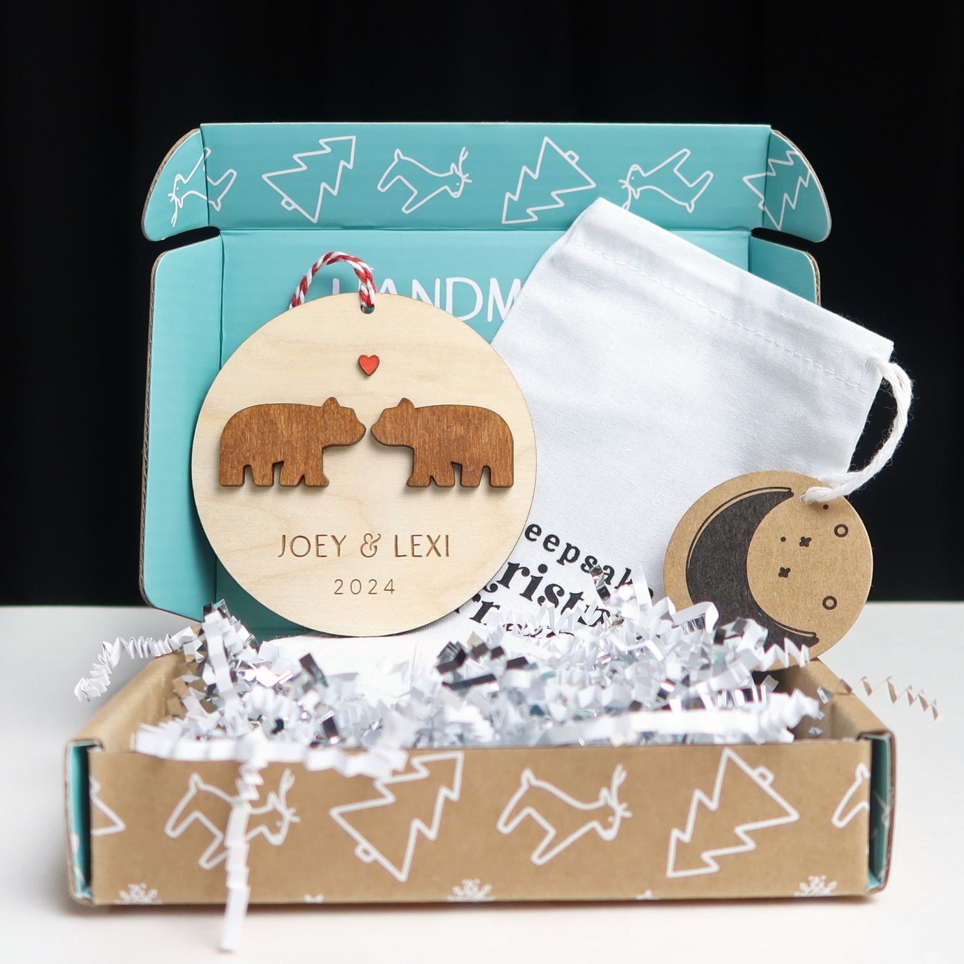 Bears Couple Personalized Ornament - Holiday Ornaments - Moon Rock Prints