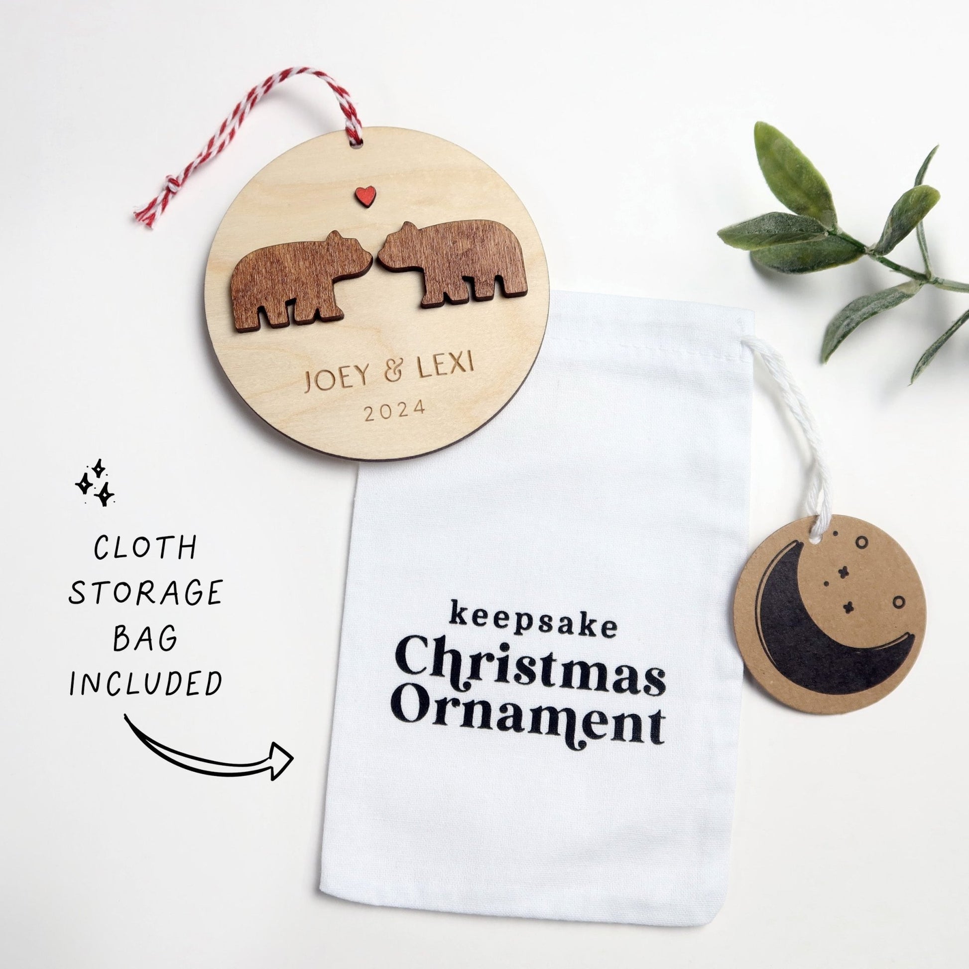 Bears Personalized Couple Christmas Ornament - Holiday Ornaments - Moon Rock Prints