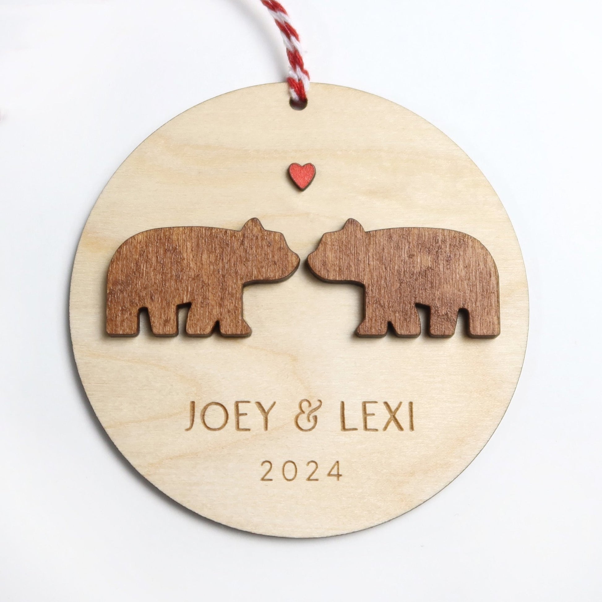 Bears Personalized Couple Christmas Ornament - Holiday Ornaments - Moon Rock Prints