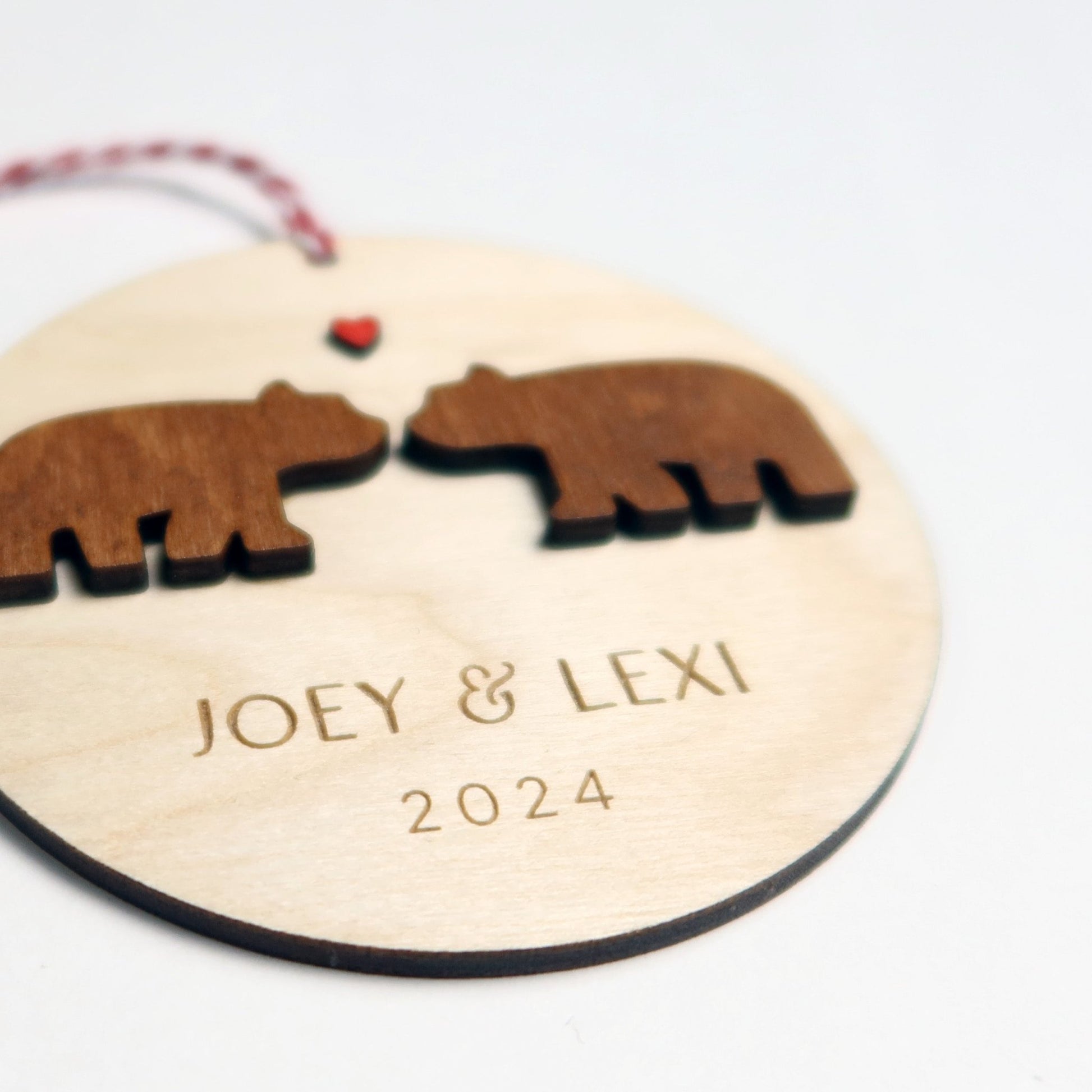 Bears Personalized Couple Christmas Ornament - Holiday Ornaments - Moon Rock Prints