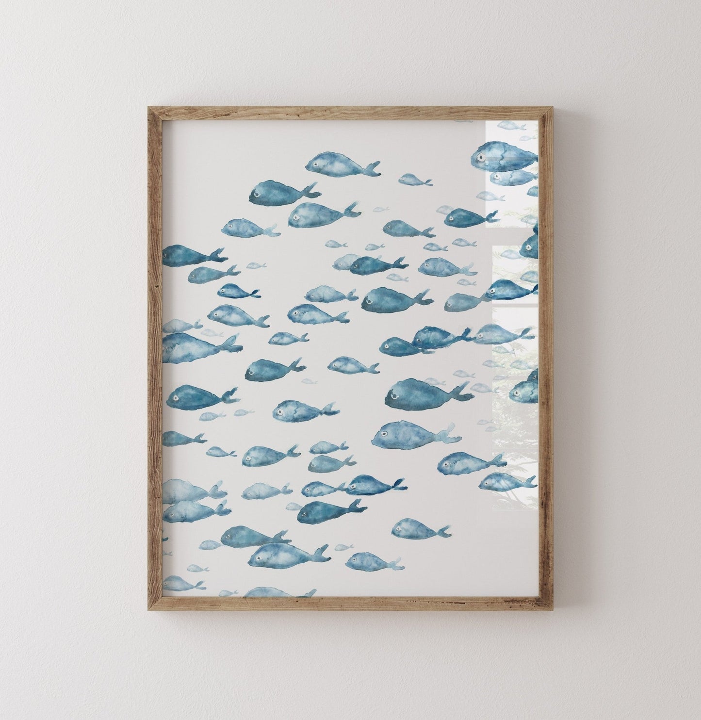 Blue Fish Ocean Animal Watercolor Art Print - Art Prints - Moon Rock Prints