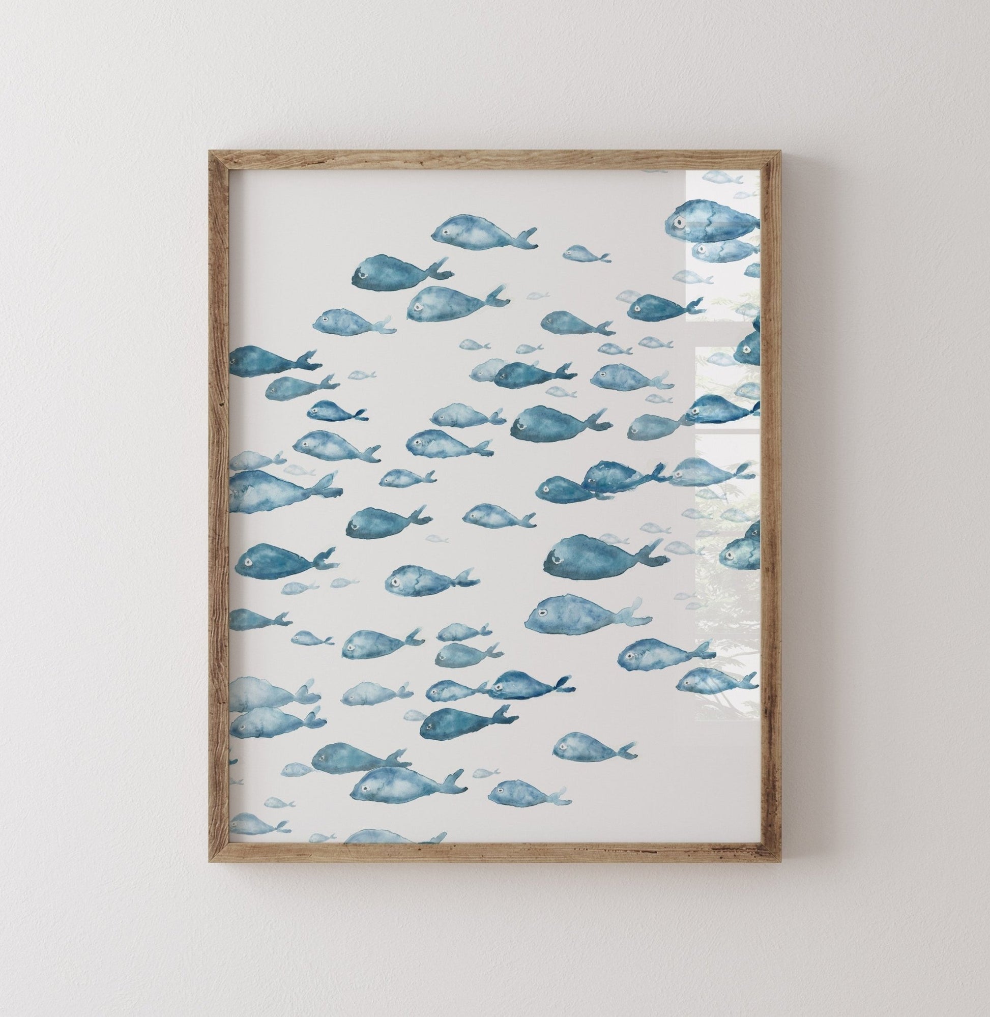 Blue Fish Ocean Animal Watercolor Art Print - Art Prints - Moon Rock Prints
