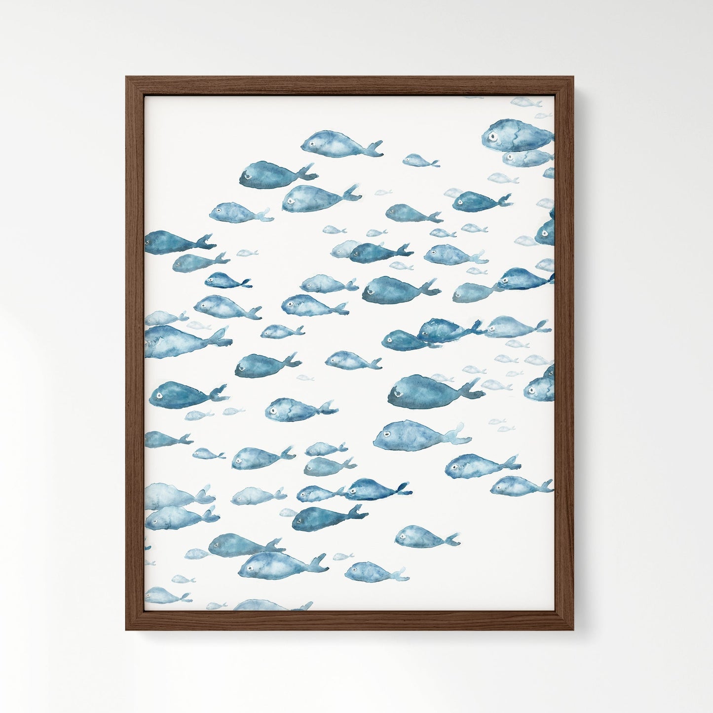 Blue Fish Ocean Animal Watercolor Art Print - Art Prints - Moon Rock Prints