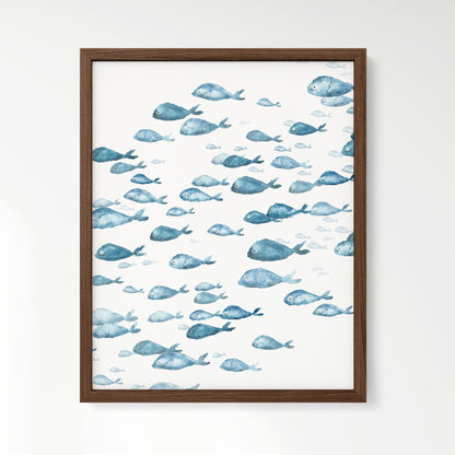 Blue Fish Ocean Animal Watercolor Art Print - Art Prints - Moon Rock Prints