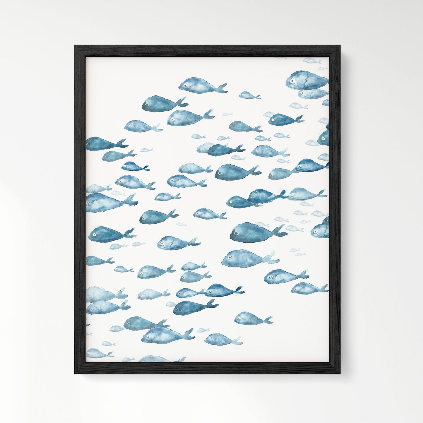 Blue Fish Ocean Animal Watercolor Art Print - Art Prints - Moon Rock Prints