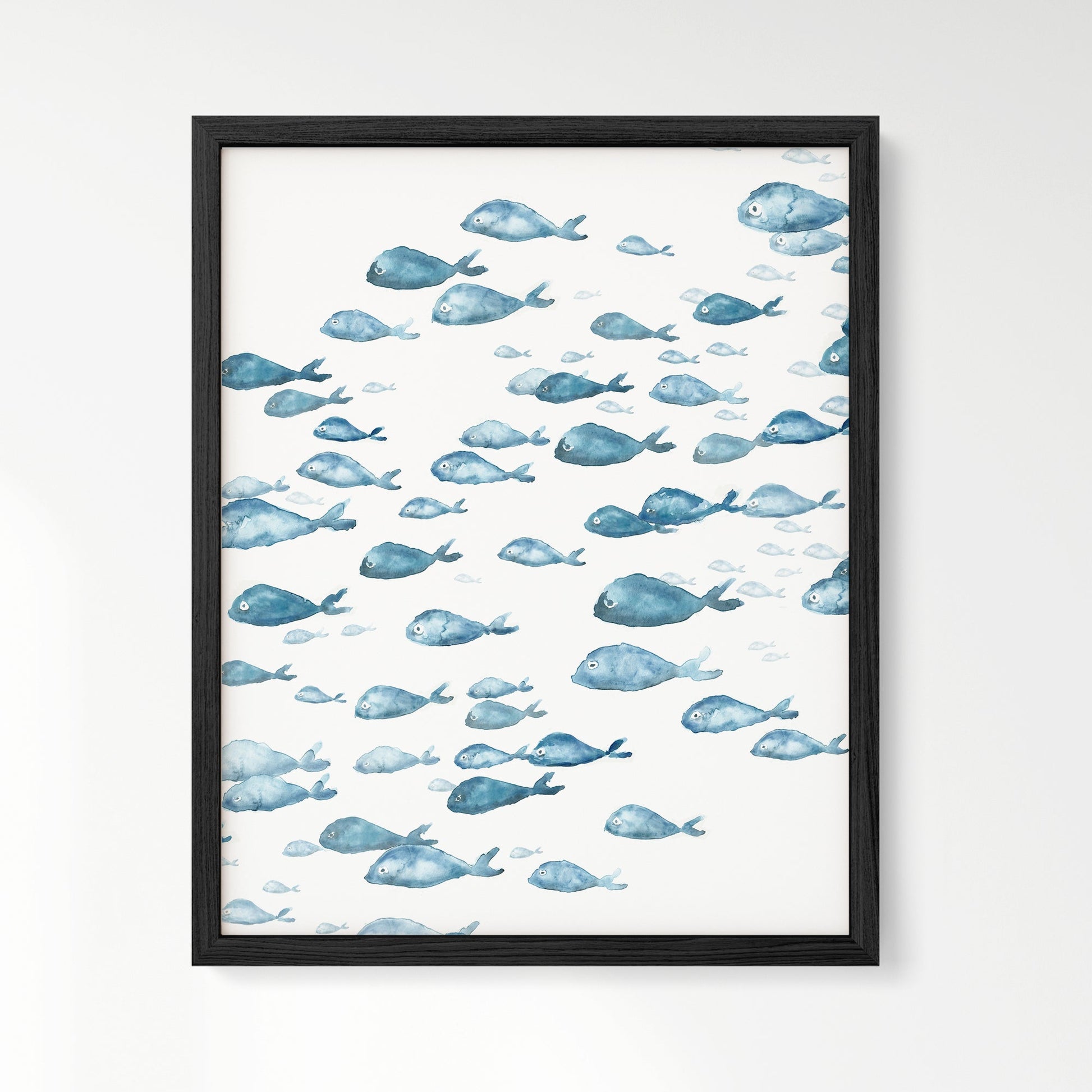 Blue Fish Ocean Animal Watercolor Art Print - Art Prints - Moon Rock Prints