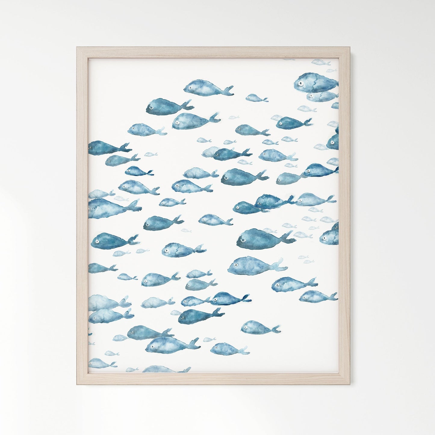 Blue Fish Ocean Animal Watercolor Art Print - Art Prints - Moon Rock Prints