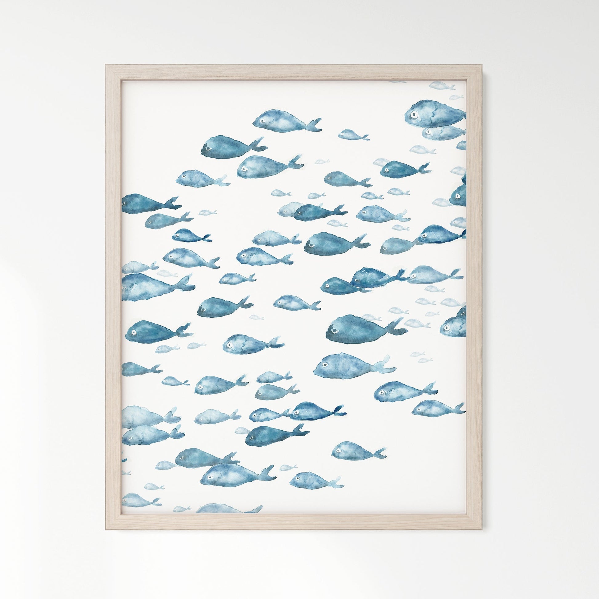 Blue Fish Ocean Animal Watercolor Art Print - Art Prints - Moon Rock Prints