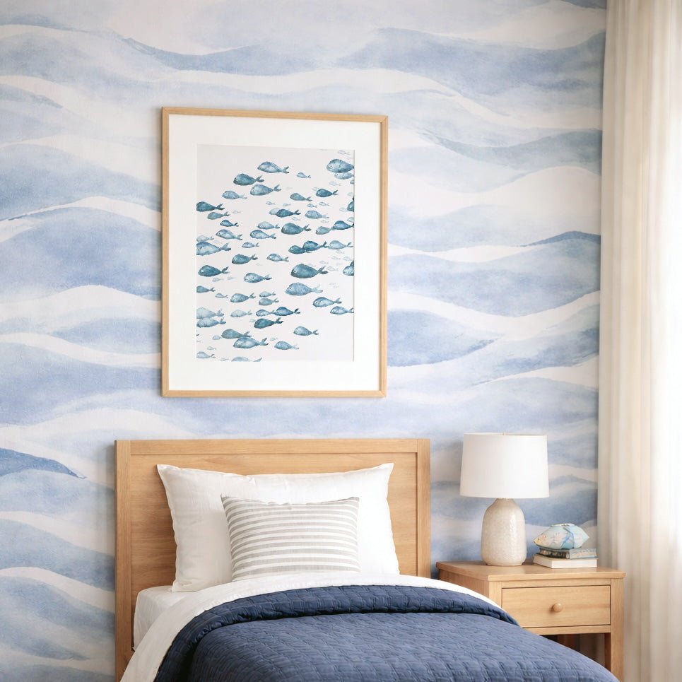 Blue Fish Ocean Animal Watercolor Art Print - Art Prints - Moon Rock Prints