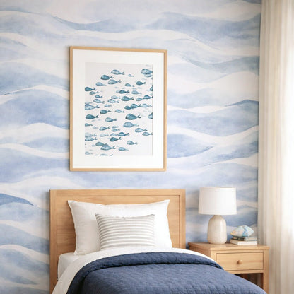 Blue Fish Ocean Animal Watercolor Art Print - Art Prints - Moon Rock Prints
