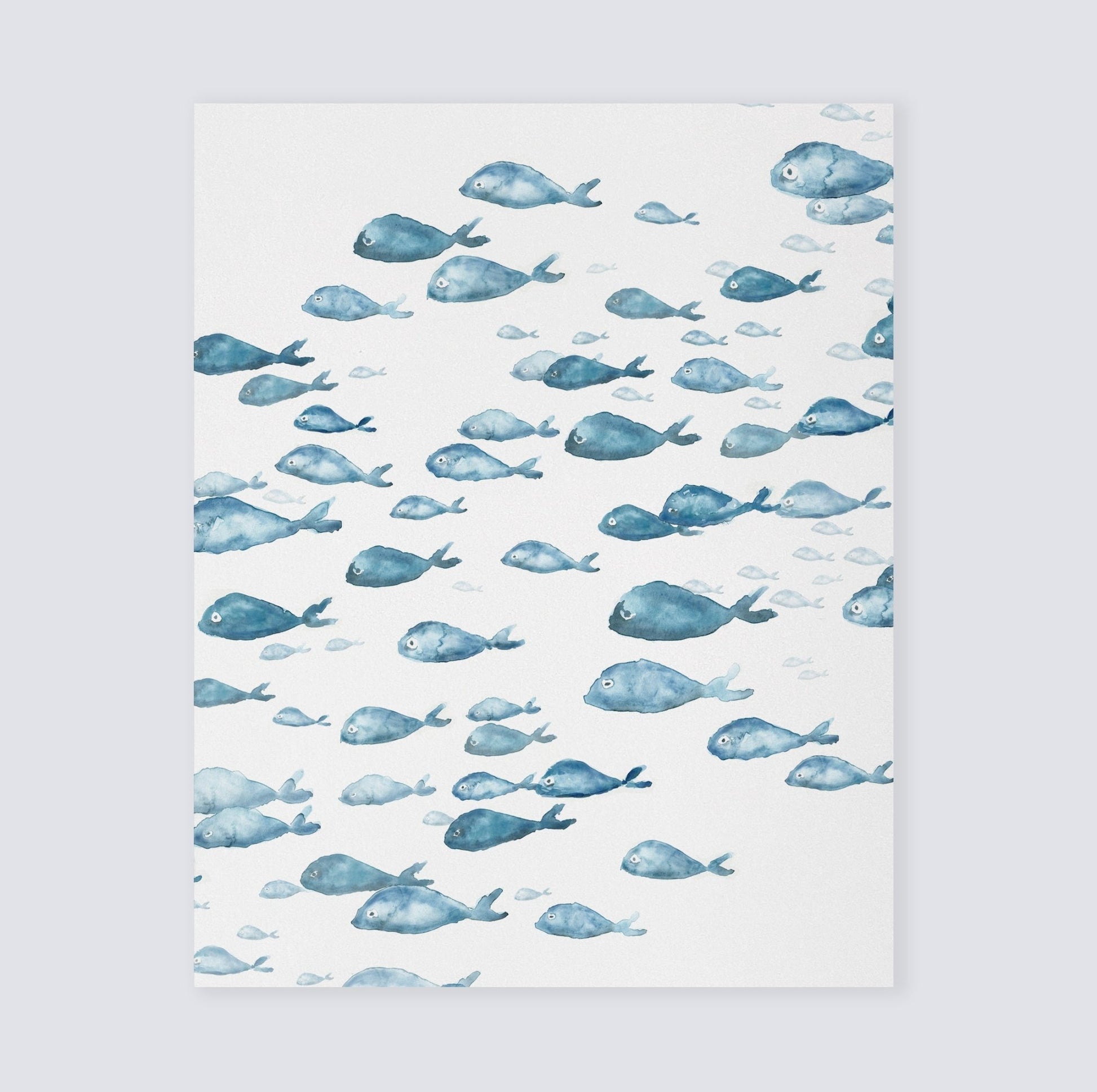 Blue Fish Ocean Animal Watercolor Art Print - Art Prints - Moon Rock Prints