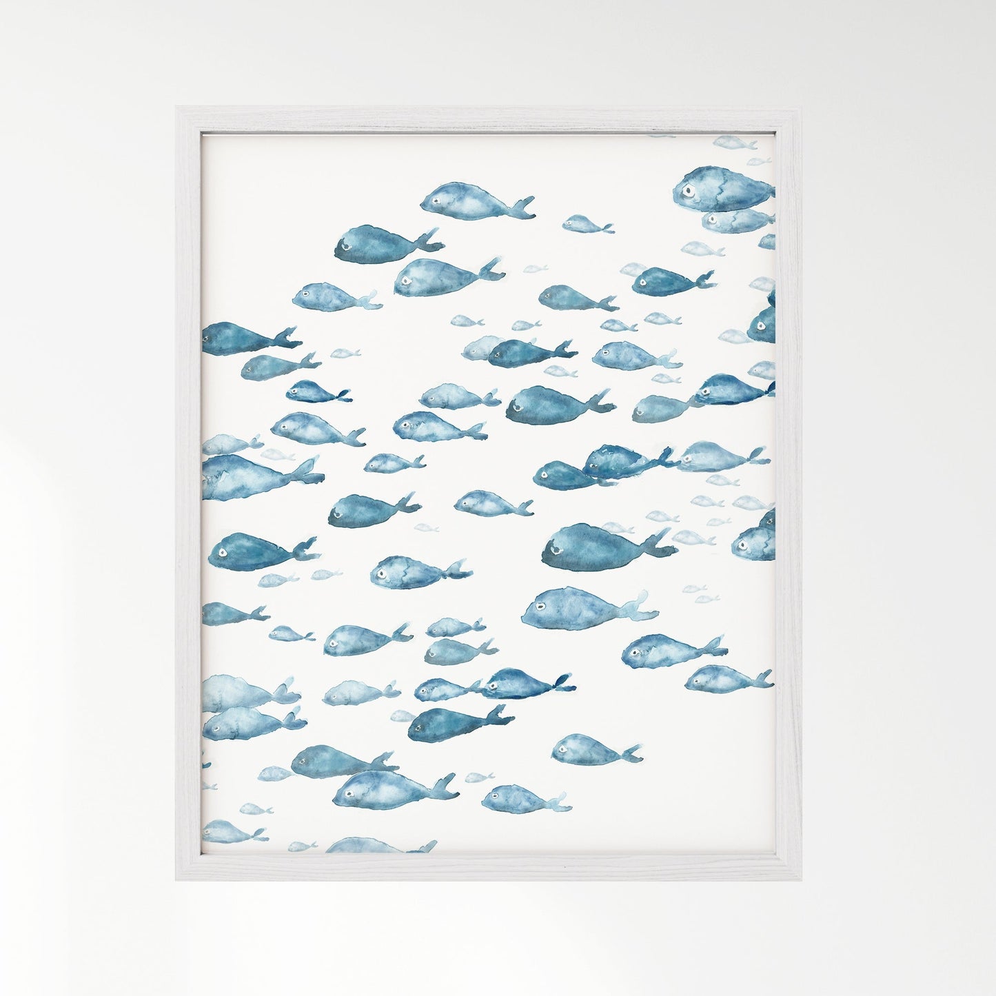 Blue Fish Ocean Animal Watercolor Art Print - Art Prints - Moon Rock Prints