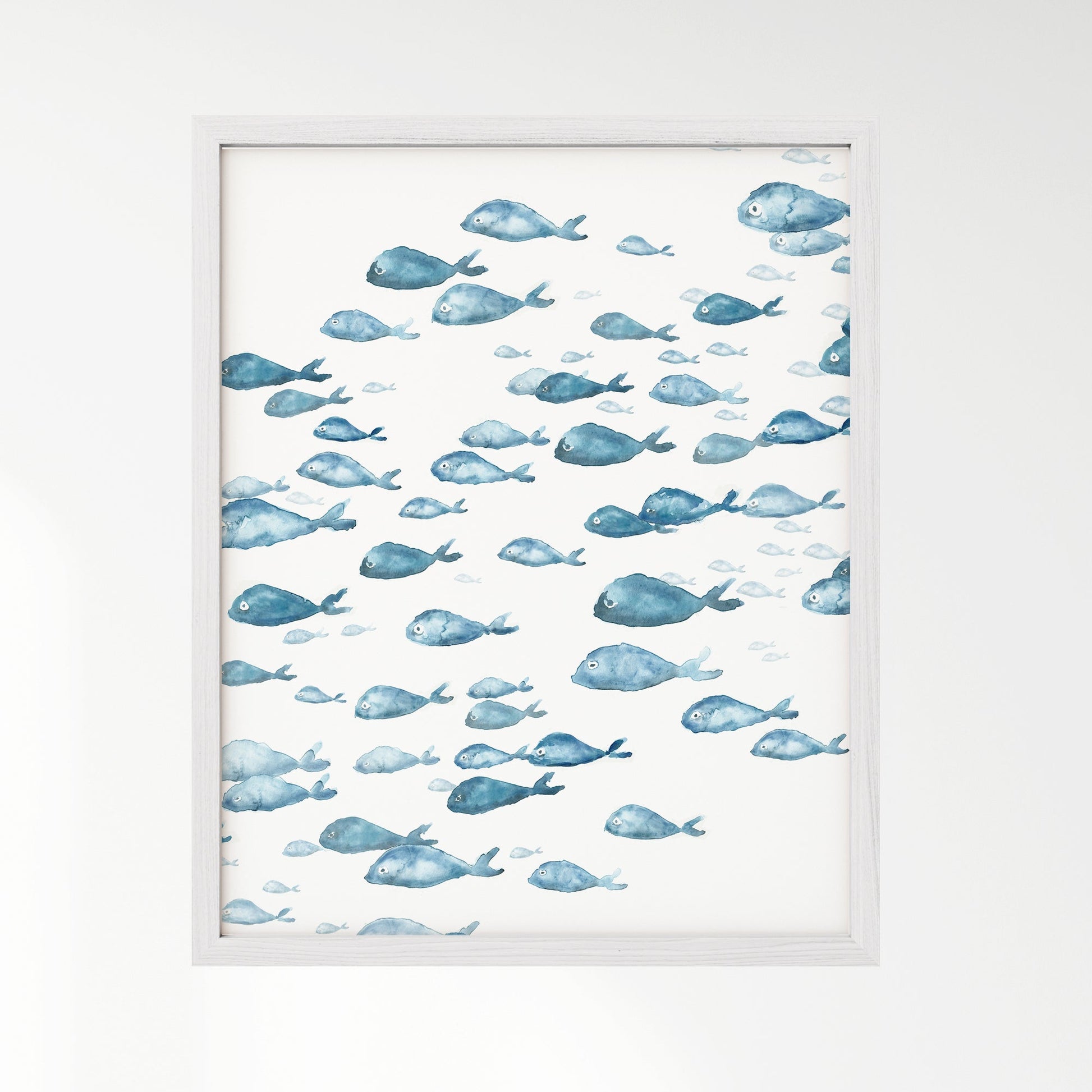 Blue Fish Ocean Animal Watercolor Art Print - Art Prints - Moon Rock Prints