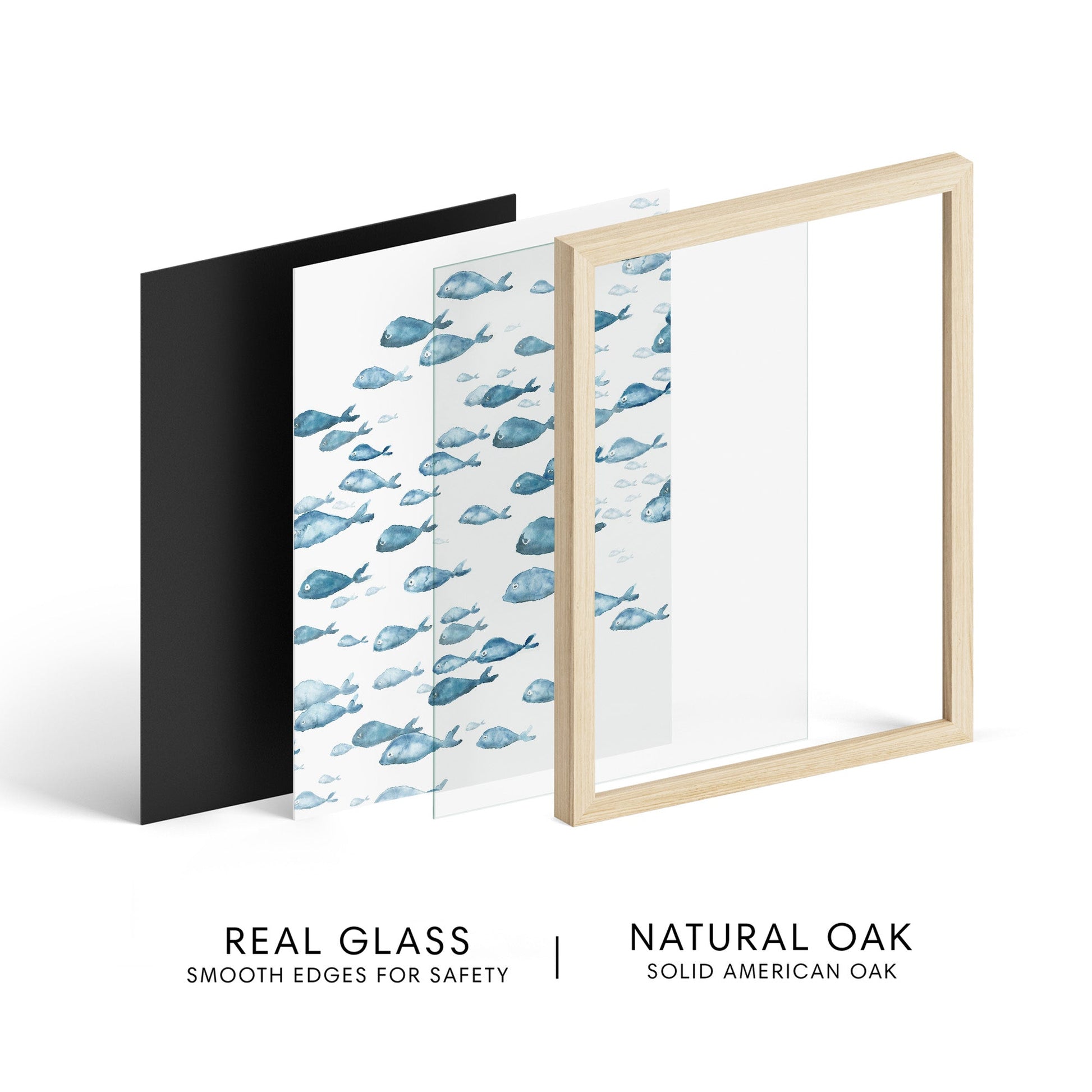 Blue Fish Ocean Animal Watercolor Art Print - Art Prints - Moon Rock Prints