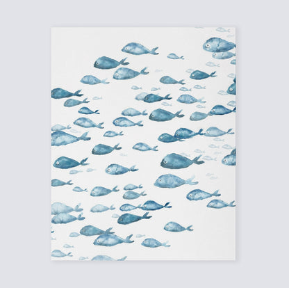 Blue Ocean Animals Watercolor Art Print Set of 3 - Art Prints - Moon Rock Prints