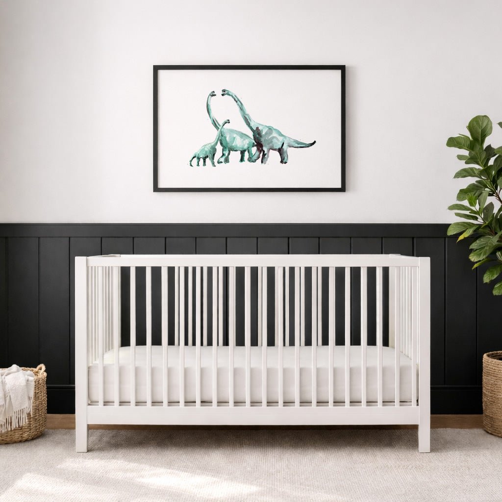 Brachiosaurus Family of 3 Dinosaur Watercolor Art Print - Art Prints - Moon Rock Prints