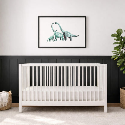 Brachiosaurus Family of 3 Dinosaur Watercolor Art Print - Art Prints - Moon Rock Prints