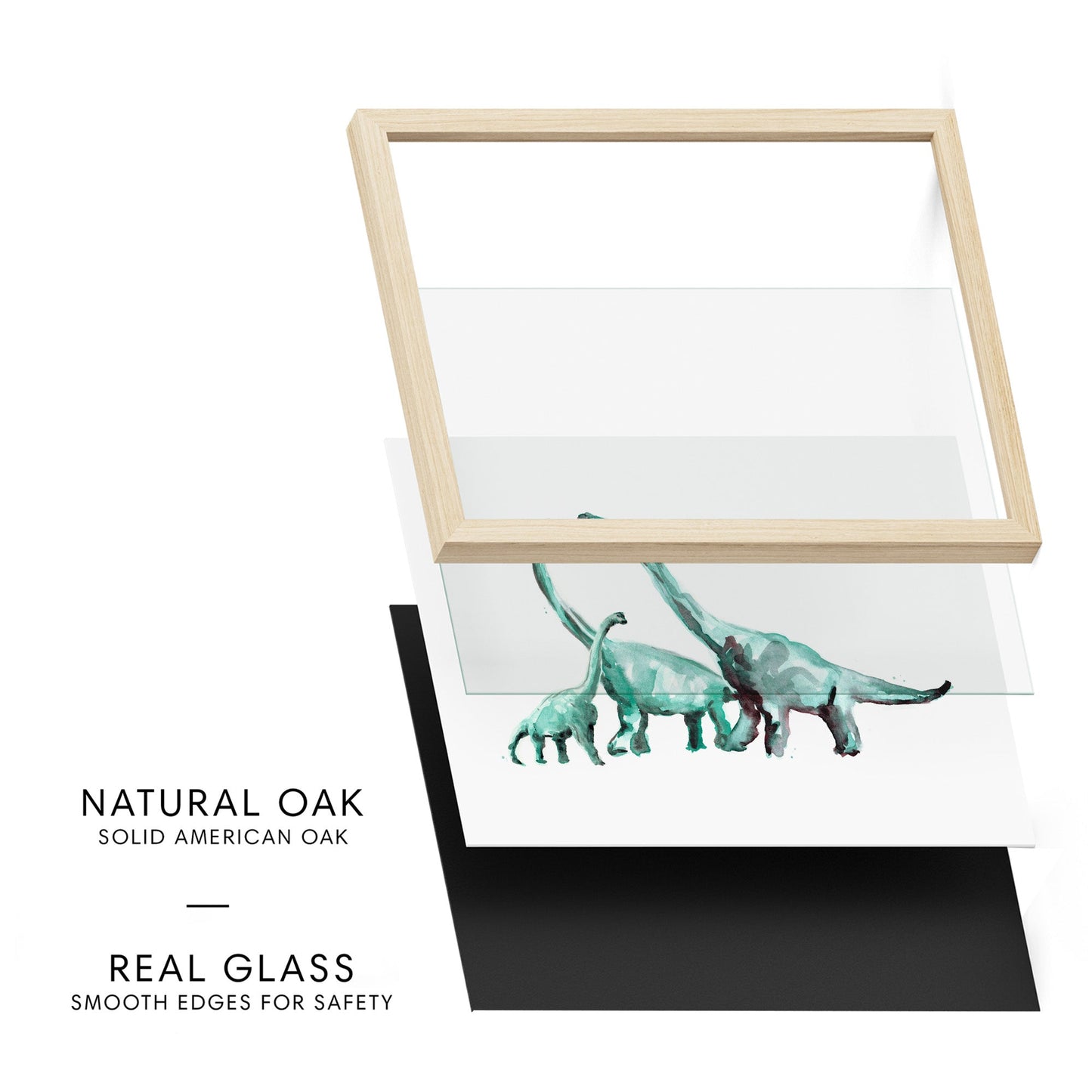 Brachiosaurus Family of 3 Dinosaur Watercolor Art Print - Art Prints - Moon Rock Prints