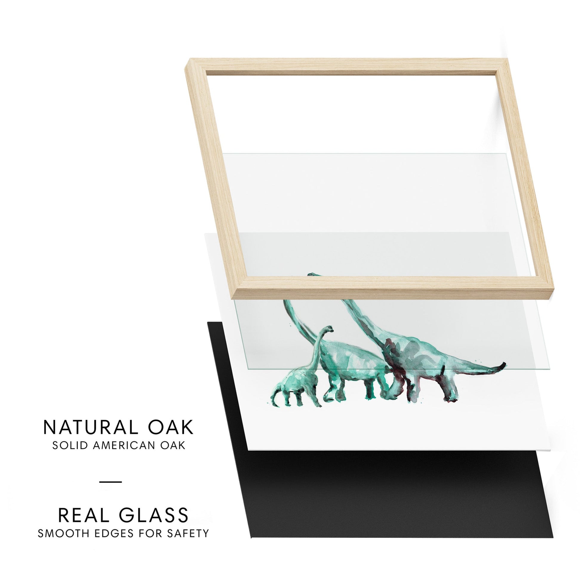 Brachiosaurus Family of 3 Dinosaur Watercolor Art Print - Art Prints - Moon Rock Prints