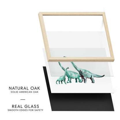 Brachiosaurus Family of 3 Dinosaur Watercolor Art Print - Art Prints - Moon Rock Prints