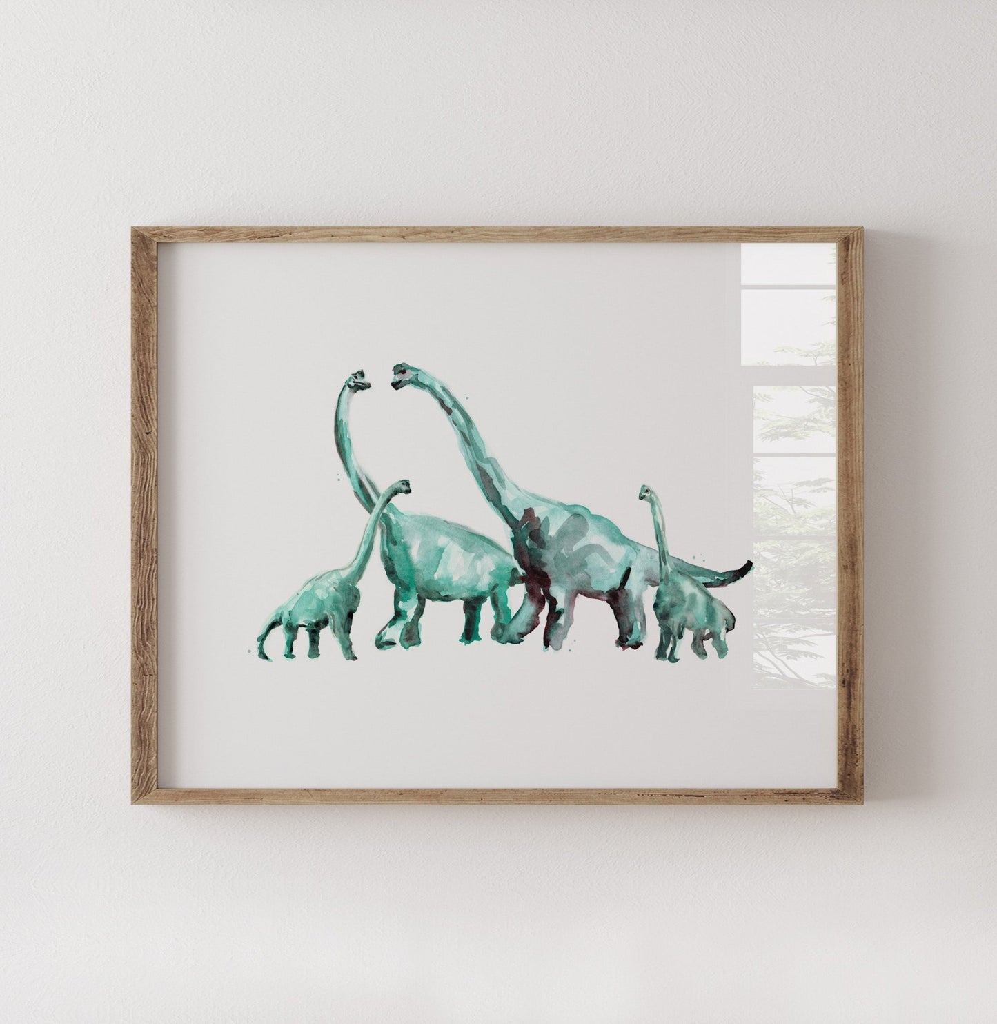 Brachiosaurus Family of 4 Dinosaur Watercolor Art Print - Art Prints - Moon Rock Prints